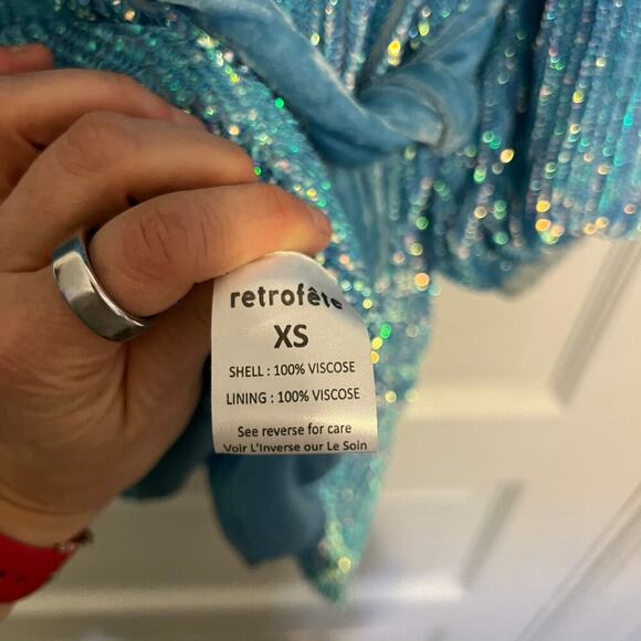 Retrofête Scoop Neck Mini Dress Blue XS - Picture 6 of 9